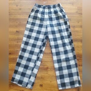 Kids Fleece Pajama Panta Black and White Plaid Size 8